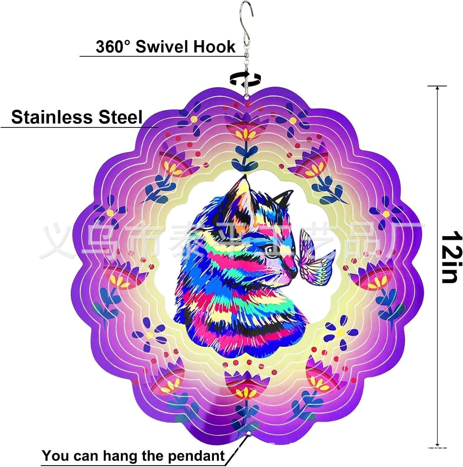 Wholesale animal wind-turning ornaments outdoor 3D rotating wind chimes